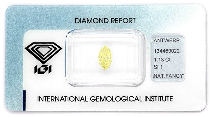 Foto 1 - Zitronen Diamantnavette 1,13ct Natural Fancy Yellow IGI, D6649