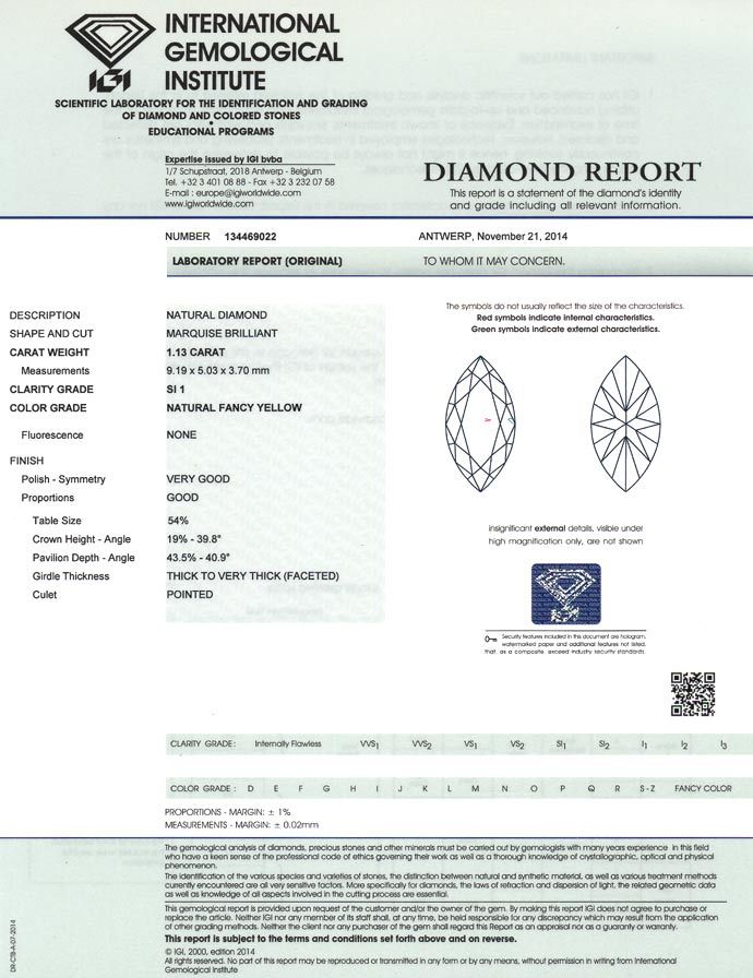Foto 9 - Zitronen Diamantnavette 1,13ct Natural Fancy Yellow IGI, D6649