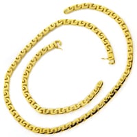 zum Artikel Set Kette Armband Stegpanzer Muster massiv 18K Gelbgold, K3172