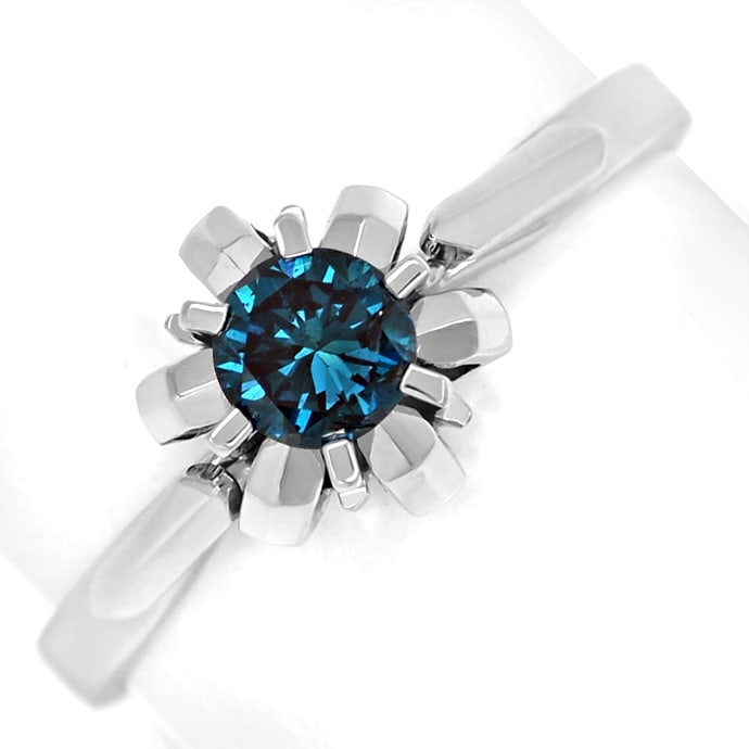 Diamantring mit 0,32ct Fancy Intense Vivid Blue Solitär, aus Designer-Solitär-Diamantringe Brillantringe