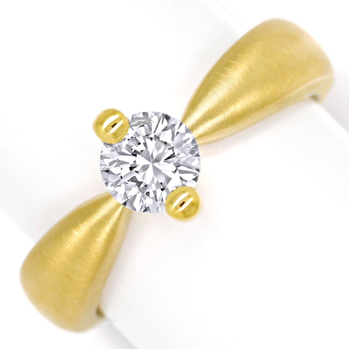 Diamantring mit 0,66ct Brillant-Solitär massiv Gelbgold, aus Designer-Solitär-Diamantringe Brillantringe