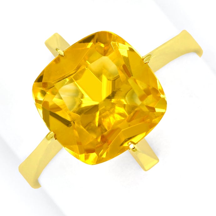 Gelbgoldring mit 2,5ct Spitzen Citrin Kissenschliff 14K, aus Edelstein Farbstein Ringen
