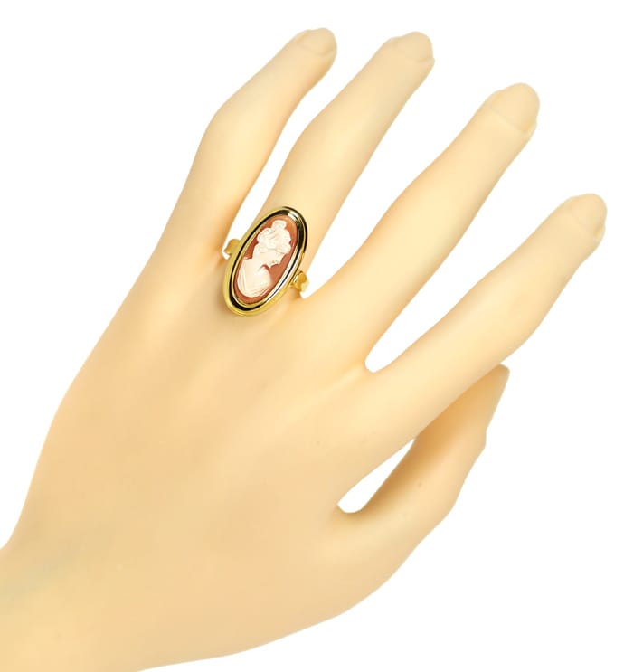 Foto 4 - Damen Ring mit dekorativer ovaler Kamee in 14K Gelbgold, Q1017