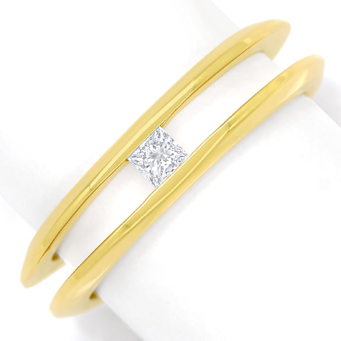 Diamantring mit 0,14ct Princess Diamant in 18K Gelbgold, aus Designer-Solitär-Diamantringe Brillantringe