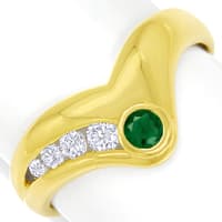 zum Artikel Designer-Gold-Diamantring 0,19ct Brillanten Top Smaragd, Q1443