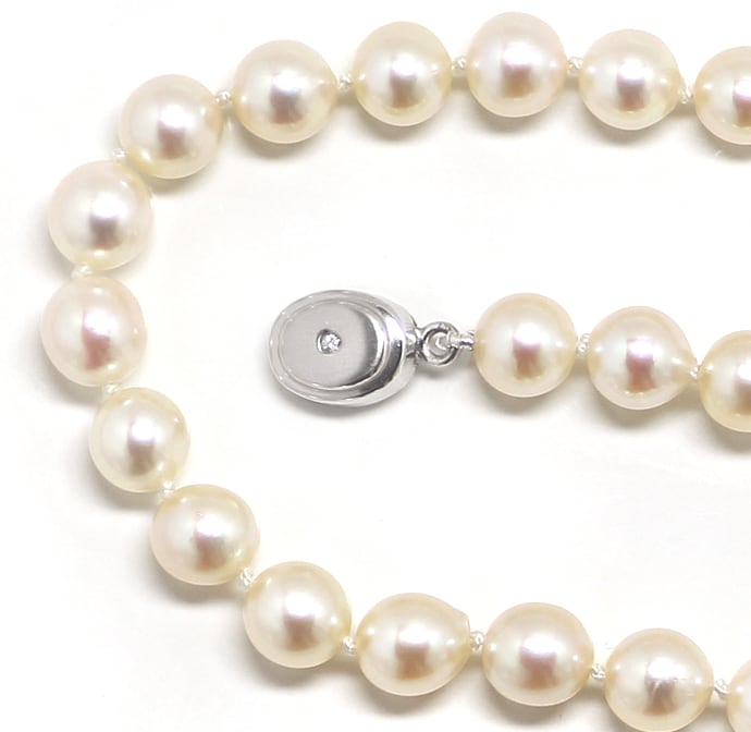 Foto 2 - Perlenkette 56cm, Brillanten im Weißgold Schloss, Q1924