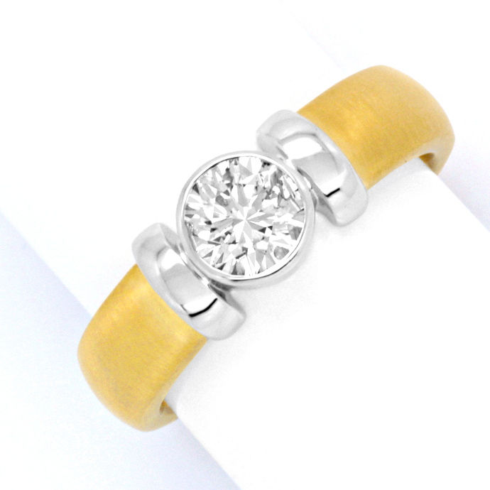 Designer-Brillantring 0,75Carat 18K Gelbgold-Weißgold, aus Designer-Solitär-Diamantringe Brillantringe
