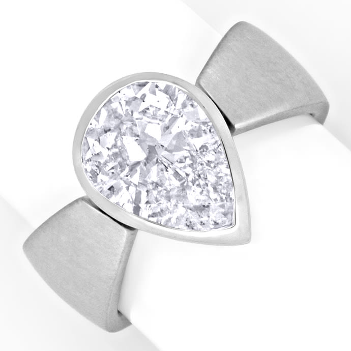 Tropfen Diamant 2,30ct in 18K Weißgold-Ring Handarbeit, aus Designer-Solitär-Diamantringe Brillantringe