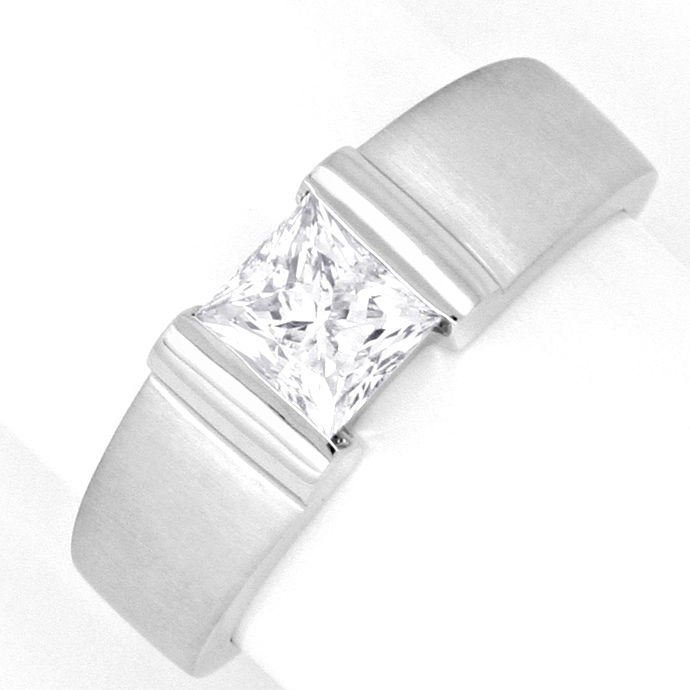 Diamant-Ring Einkaraeter Princess Diamant DPL Gutachten, aus Designer-Solitär-Diamantringe Brillantringe