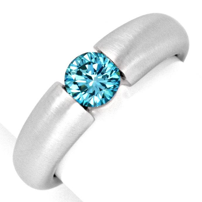 Spannring Brillant 0,70ct Blau Fancy Intense Vivid Blue, aus Designer-Solitär-Diamantringe Brillantringe