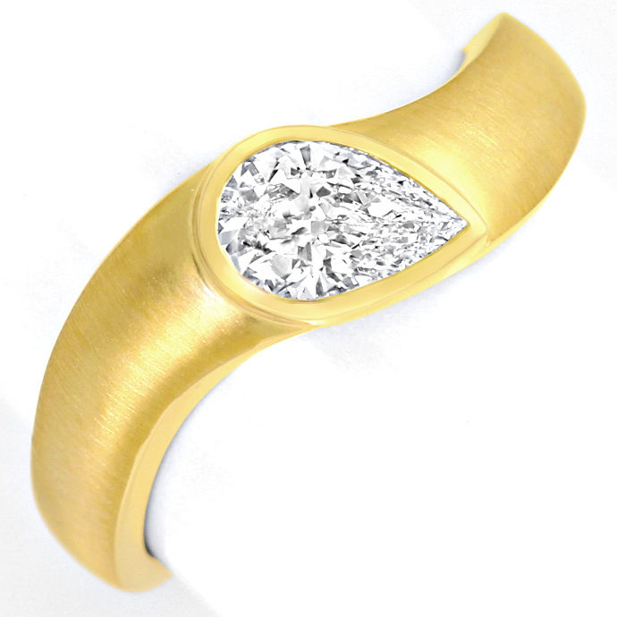 Tropfen Diamant 0,568ct massiver Goldring, Gelbgold 18K, aus Designer-Solitär-Diamantringe Brillantringe