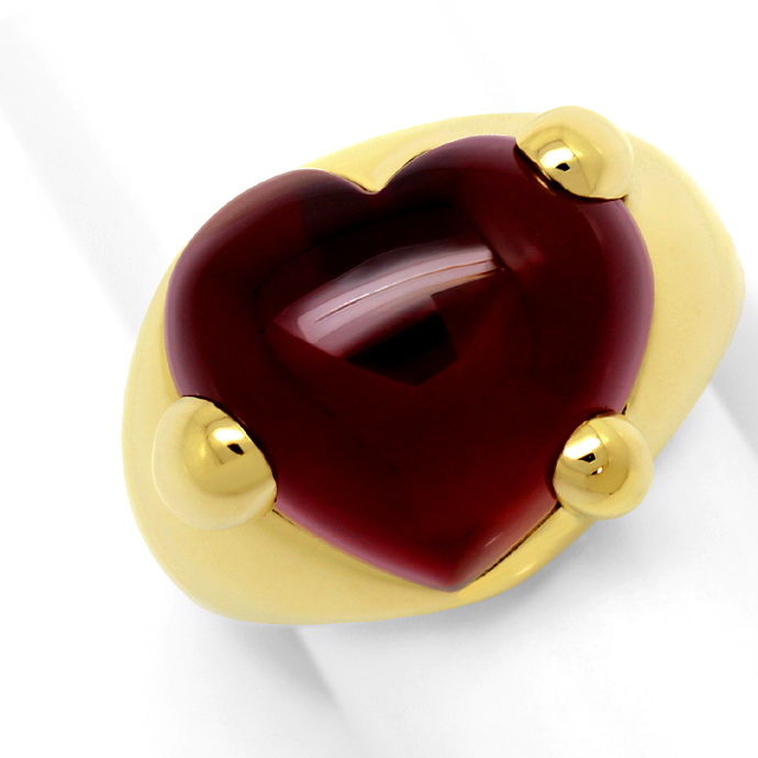 Pomellato Gelbgold-Ring mit Riesen Granat Herz Cabochon, aus Edelstein Farbstein Ringen