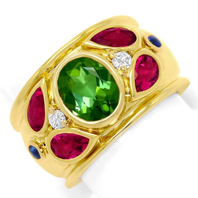 Cartier Ring Nieva Green Tourmaline Brillanten Gelbgold, aus Edelstein Farbstein Ringen