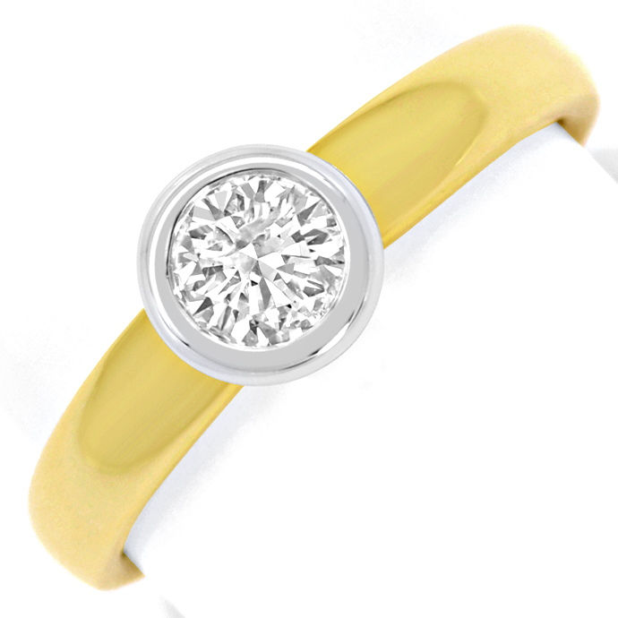 Diamant-Ring Brillant-Solitär 0,43ct Gelbgold-Weißgold, aus Designer-Solitär-Diamantringe Brillantringe