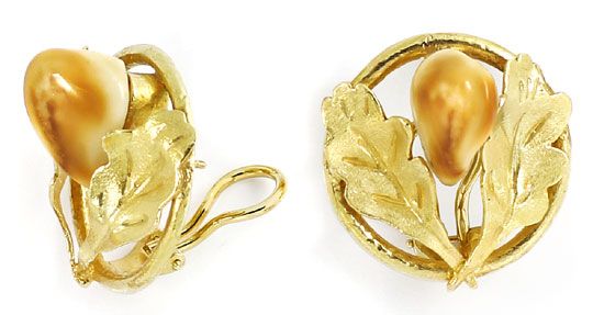Foto 4 - Grandel Set Gelb Rot Gold-Ring Ohrringe Collier Brosche, R6610