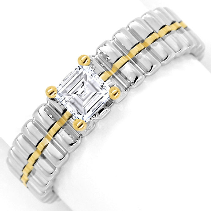 Designer-Ring mit 0,36 ct Diamant Carree in 18K Bicolor, aus Designer-Solitär-Diamantringe Brillantringe