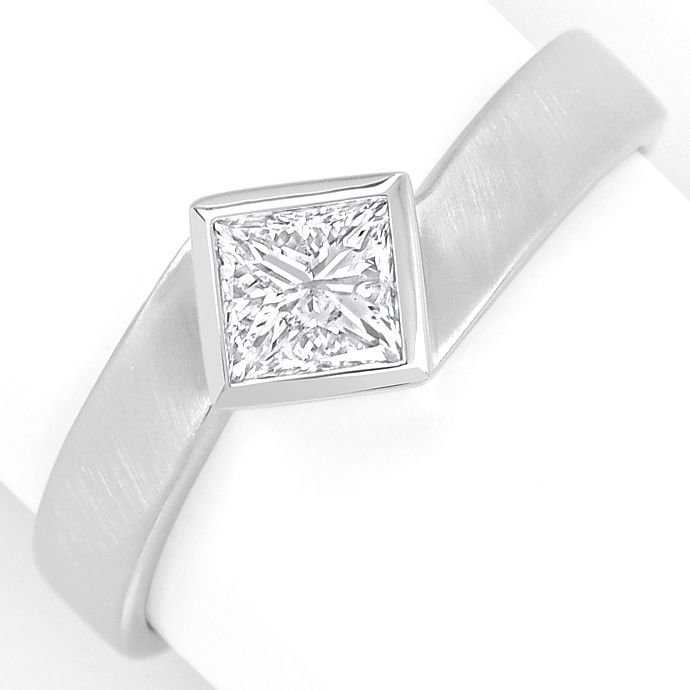 Weißgold-Ring 0,59ct Solitaer im Princess Schliff, 18K, aus Designer-Solitär-Diamantringe Brillantringe