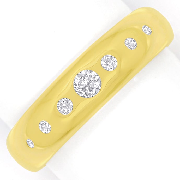 Goldbandring mit 0,2ct River Brillanten in 14K Gelbgold, aus Designer-Solitär-Diamantringe Brillantringe