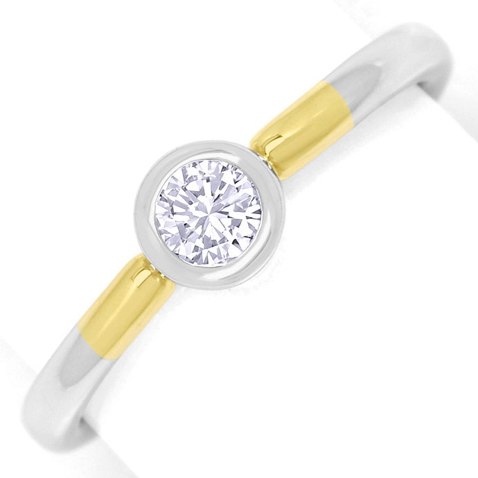 Diamantring 0,24ct Brillant lupenrein 14K Bicolor Gold, aus Designer-Solitär-Diamantringe Brillantringe