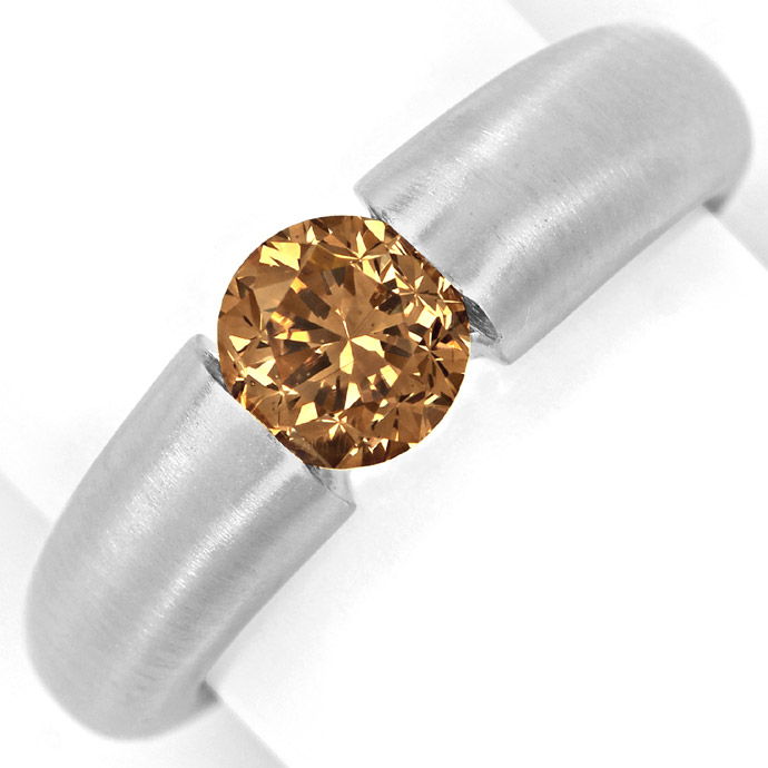 Weißgold-Spannring mit 1,09ct Brillant Fancy Brown IGI, aus Designer-Solitär-Diamantringe Brillantringe