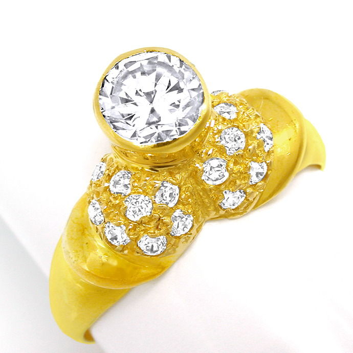 Gelbgold-Ring, Super Sekorativ, Viele Steine! 18 Karat, aus Designer-Solitär-Diamantringe Brillantringe