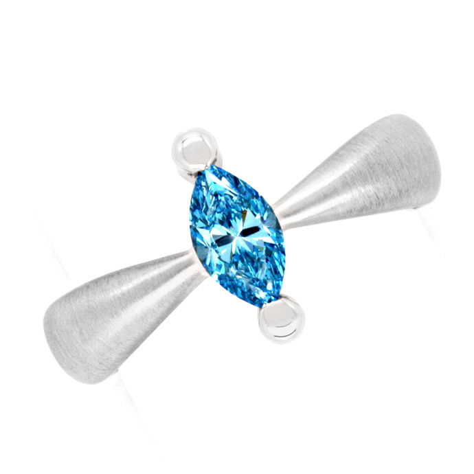 Ring 0,71ct Blue Diamond Blauer Diamant, Treated, aus Designer-Solitär-Diamantringe Brillantringe