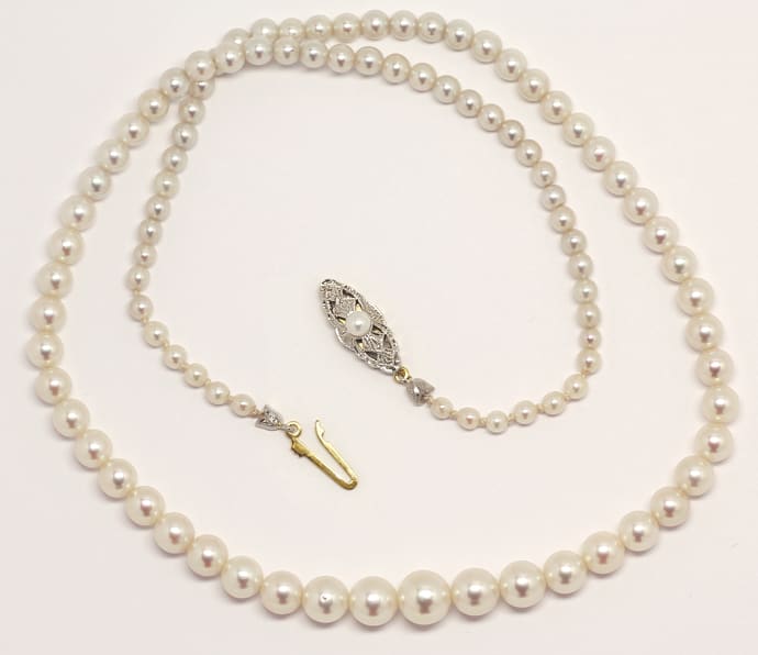 Foto 3 - Edle Perlenkette im Verlauf bis 7,7mm mit Gold Schließe, S1317