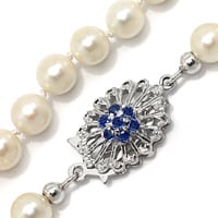 zum Artikel Perlenkette blaue TOP Saphire 750 18K Weißgold Schloss, S1372