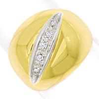 zum Artikel Gold-Bandring breit mit Diamanten in Weißgold Streifen, S1396