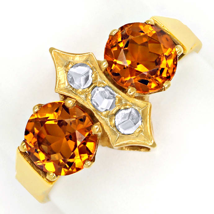 Diamantring mit Madeira Citrinen und Diamant Rosen Gold, aus Edelstein Farbstein Ringen