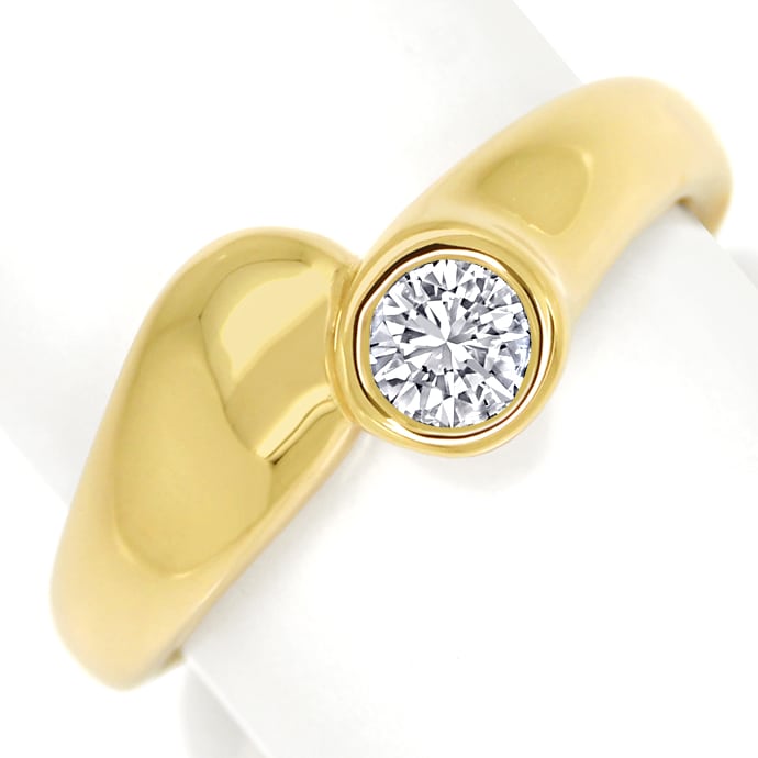 Diamantring mit 0,31ct Brillant-Solitär in 14K Gelbgold, aus Designer-Solitär-Diamantringe Brillantringe
