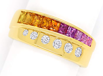 Foto 1 - Ring mit Brillanten und Multicolor Edelsteinen 18K Gold, S1428