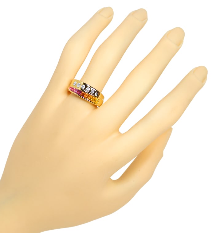 Foto 4 - Ring mit Brillanten und Multicolor Edelsteinen 18K Gold, S1428