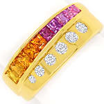 Ring mit Brillanten und Multicolor Edelsteinen 18K Gold