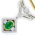 Collier mit Spitzen Smaragd und Diamanten in 750er Gold