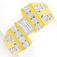zum Artikel Design-Gelbgoldring Diamant Baguette und Brillanten 18K, S1598