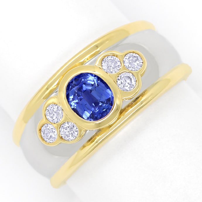 Designer-Bandring blauer Spitzen Saphir und Brillanten, aus Edelstein Farbstein Ringen