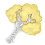 Diamantenbrosche Baum mit 0,36ct Diamanten Bicolor Gold
