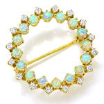 Spitzen Opale und Diamanten in Brosche aus 14K Gelbgold