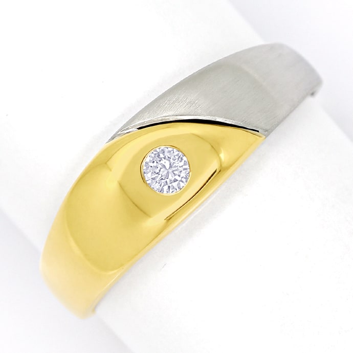 Diamantbandring mit Brillant-Solitär Gelbgold-Weißgold, aus Designer-Solitär-Diamantringe Brillantringe