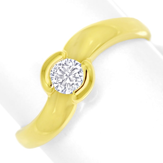 Diamantring mit 0,23ct lupenreinem Brillant in Gelbgold, aus Designer-Solitär-Diamantringe Brillantringe