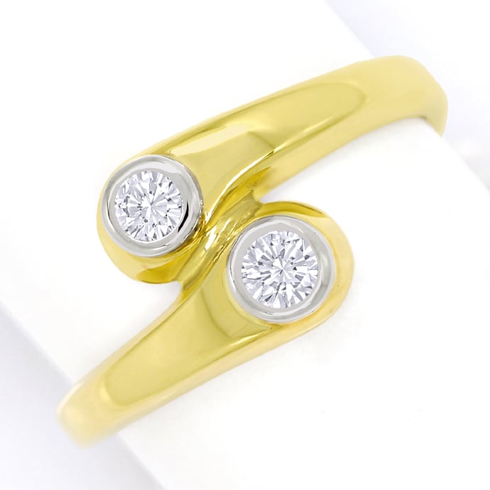 Diamantring Toi et Moi lupenreine Diamanten in 14K Gold, aus Designer-Solitär-Diamantringe Brillantringe