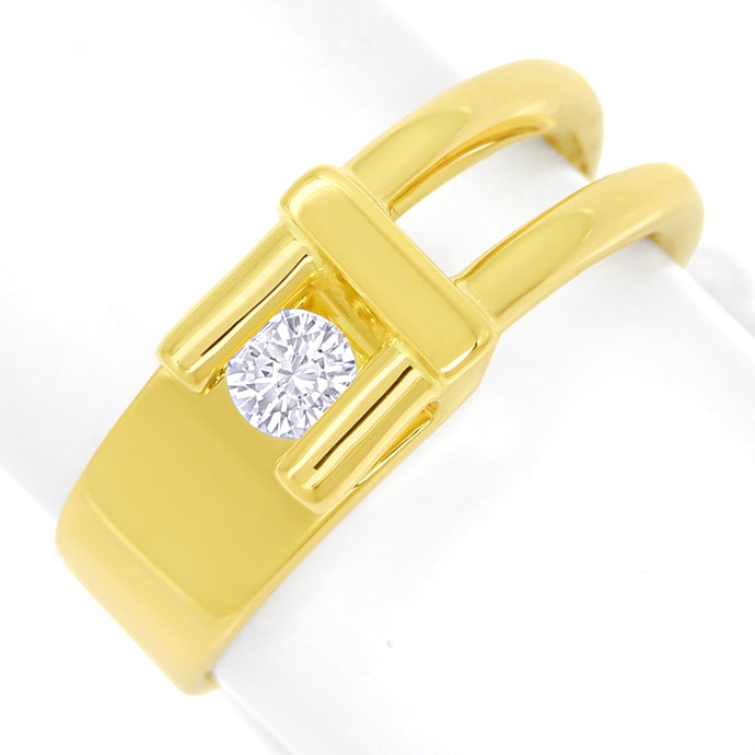 Design-Diamantring mit 0,16ct lupenreinem Brillant-Gold, aus Designer-Solitär-Diamantringe Brillantringe