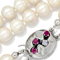 zum Artikel Doppelreihige Perlenkette Brillant Rubine Schloß, S1886
