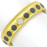 zum Artikel Diamantring Brillant und schwarze Punkte in Gelbgold, S2084