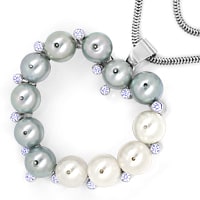 zum Artikel Prächtiges Herz Collier lupenreine Brillanten -9mm Perlen, S2272