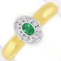 zum Artikel Moderner Diamantring mit Smaragd in 14K Gold, S2616