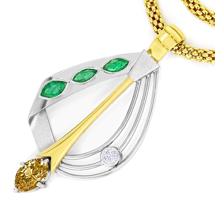 Foto 2 - Design-Collier-Diamanten Smaragde Gold-Platin, S2701