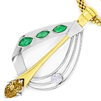 zum Artikel Design-Collier-Diamanten Smaragde Gold-Platin, S2701