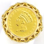 Goldring Handarbeit mit Münze 1US Dollar 1862